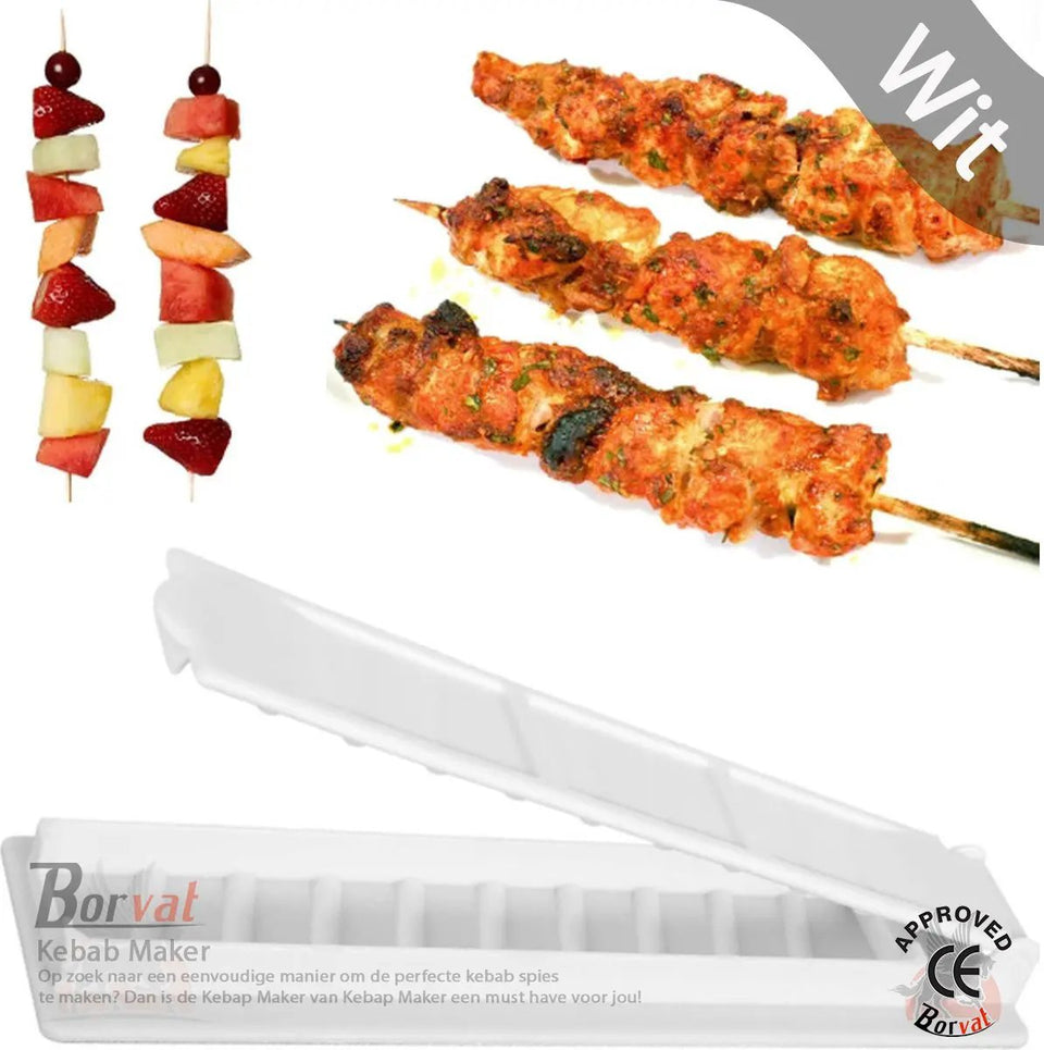 Borvat® Borvat® | Kebab Maker - Spiesjes Maker - Satemaker - Spiesjes Maker - Maak eenvoudige Kebab - Must Have - Wit - Food Dispensers Camping & Outdoor
