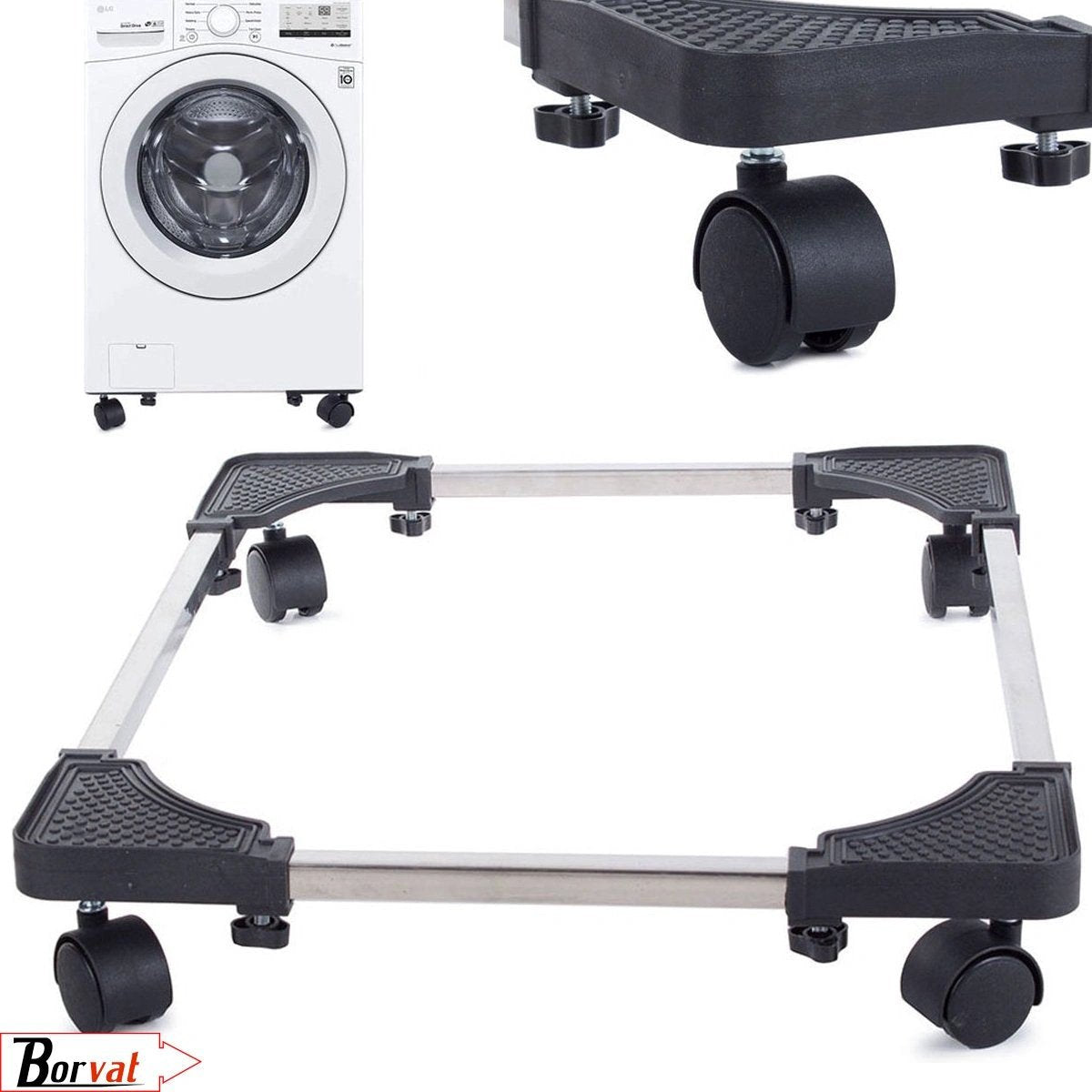 BORVAT Verstelbare Wasmachine Verhoger met Wielen - Universele Onderstel by BORVAT