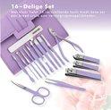 16-Delige Pedicure & Manicure Set - Nagelknippers, Nagelvijl, Nageltang - Roze by BORVAT