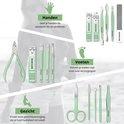 16-Delige Pedicure & Manicure Set - Nagelknippers, Nagelvijl, Nageltang - Groen by BORVAT