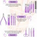 16-Delige Pedicure & Manicure Set - Nagelknippers, Nagelvijl, Nageltang - Roze by BORVAT