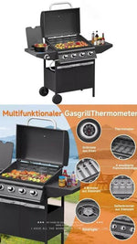 BORVAT Homelux Gasbarbecue Grillwagen - 15kW - 4+1 Branders - Zijbrander - Gasgrill BBQ by BORVAT