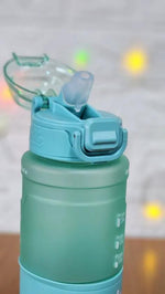 Borvat® Borvat® - Waterfles met tijdmarkeringen - BPA-vrije sportfles met rietje - Lekvrije drinkfles voor sport - Fitness - Fietsen en buitenactiviteiten - 1 liter - Groen -