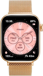 BORVAT ProWatch AMOLED Smartwatch Dames & Heren - Milanese + 3 Siliconen Bandjes - Rose Goud by BORVAT