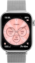 BORVAT ProWatch AMOLED Smartwatch Dames & Heren - Milanese + 3 Siliconen Bandjes - Zilver by BORVAT