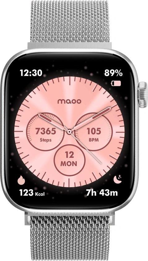 BORVAT ProWatch AMOLED Smartwatch Dames & Heren - Milanese + 3 Siliconen Bandjes - Zilver by BORVAT
