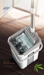 BORVAT Auto Clean Mop - 2-in-1 Dweilsysteem - 360° Draaibare Kop - Inclusief 2 Microvezeldoeken - Wit by BORVAT