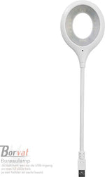 Borvat® Borvat® - Bureaulamp voor Laptop en PC - Wit en Ovaal- Flexibel en Helder - Met LED USB Aansluiting -