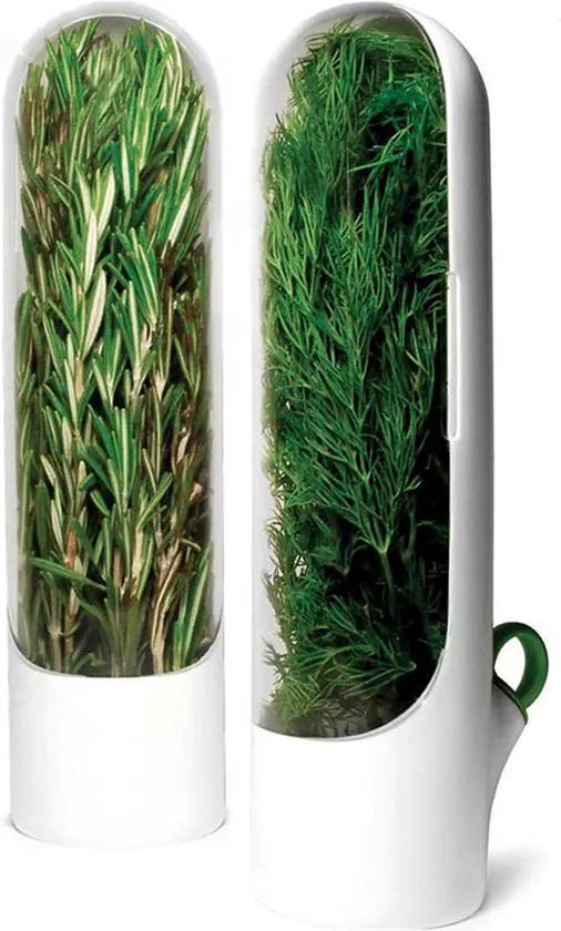 IBBO IBBO® - Kruidencontainer – Houdt kruiden langer vers - Houder voor verse kruiden - versbeker Groenteconserveringsfles - Keuken - Opbergbeker Container - Wit - 300ml -
