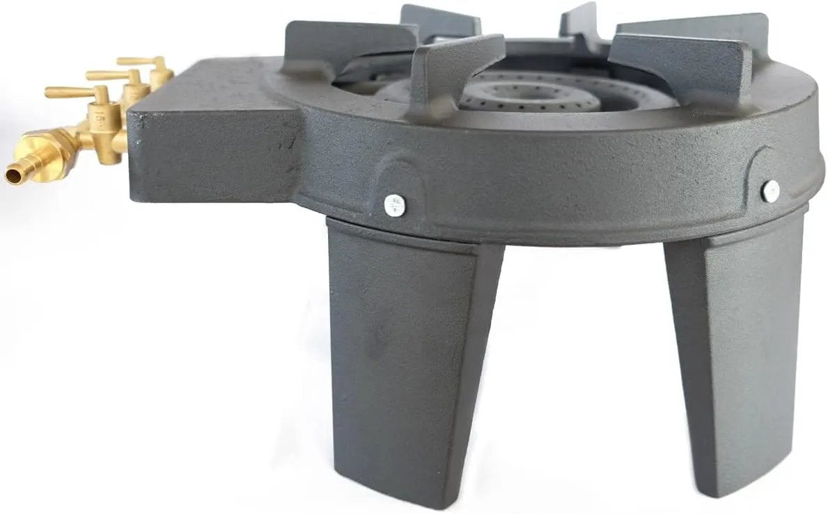 Borvat® Borvat® | Gas cooker made of real cast iron, 9.8 kW, 4 feet, 3 taps + gas hose for screwing 1.5 m + pressure regulator butane. - Portable Cooking Stoves Keuken & Koken