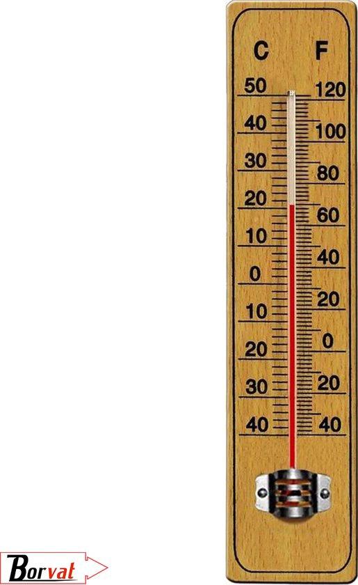 Borvat® Borvat® - Houten Thermometer - Kamerthermometer Binnen en Buiten - Celsius & Fahrenheit -