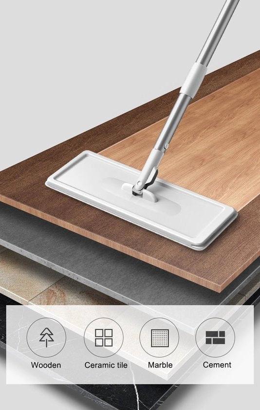 BORVAT Auto Clean Mop - 2-in-1 Dweilsysteem - 360° Draaibare Kop - Inclusief 2 Microvezeldoeken - Wit by BORVAT