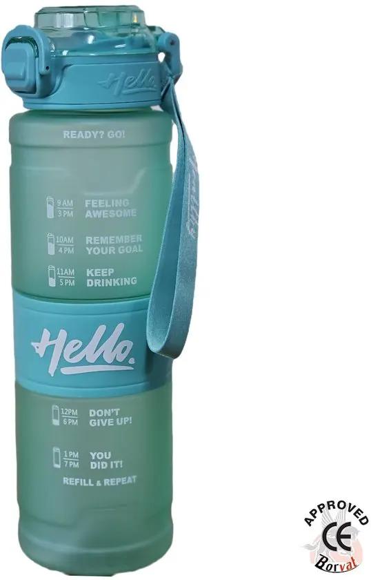 Borvat® Borvat® - Waterfles met tijdmarkeringen - BPA-vrije sportfles met rietje - Lekvrije drinkfles voor sport - Fitness - Fietsen en buitenactiviteiten - 1 liter - Groen -