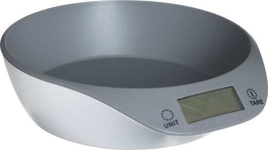 Merkloos Keukenweegschaal digitaal met Kom - Weegschaal keuken digitaal - Verwijderbare PVC Kom - Incl batterij - 5Gr tot 5Kg -