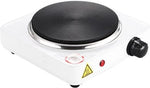 Borvat® Borvat® | Elektrische kookplaat 1000W met Oververhittingsbeveiliging - 5 Temperatuurniveaus - Enkele Kookplaat - Minikookplaat - Gietijzer - Wit -