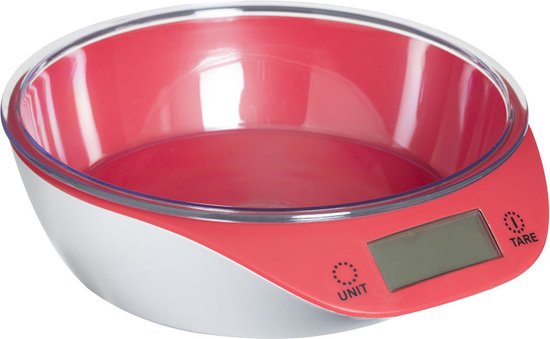 Merkloos Keukenweegschaal digitaal met Kom - Weegschaal keuken digitaal - Verwijderbare PVC Kom - Incl batterij - 5Gr tot 5Kg -