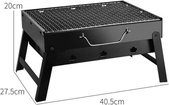 BORVAT Compacte Opvouwbare Houtskool BBQ - Draagbare Grill - Kamperen & Picknick - Roestvrij Staal - Zwart by BORVAT
