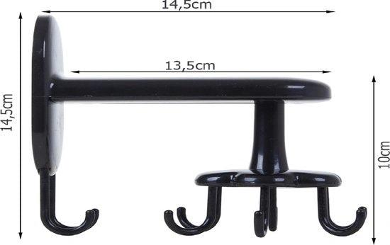 BORVAT Keuken Organizer - 8 Haken Roterend Keukengerei Houder - Zelfklevend - Zwart by BORVAT