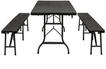 Opvouwbare Campingtafel met 2 Banken - 180x74cm - Rattan Look - 3-delig by BORVAT