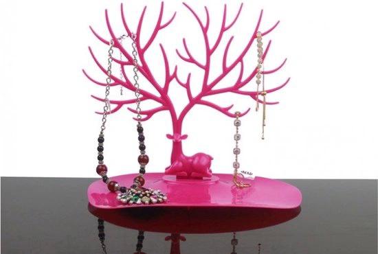 BORVAT Sieradenhouder Hertengewei - Sieraden Display Boompje - Oorbellen Houder Standaard - Roze by BORVAT