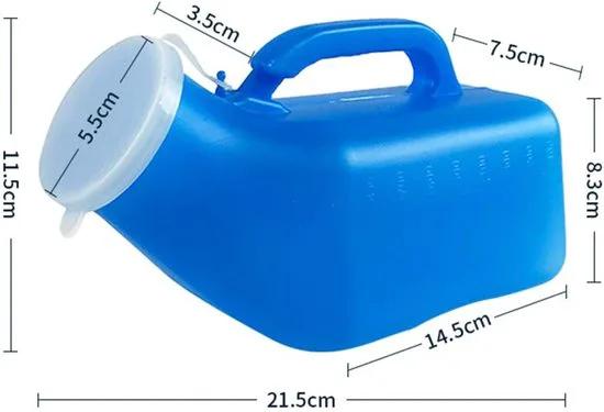 borvat IBBO® - Urine container - Urinaal - Urinebeker - Plasfles - Plasfles Mannen - Urinaal Mannen - 1200ml - Plas Fles Man - Plas Potje - Blauw - GRATIS schoonmaakborstel -