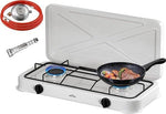 IBBO® - Gas kooktoestel 2 pits - Campingkooktoestel - Vrijstaande Gaskookplaat - incl.1.5 m Gasslang en drukregelaar 50 mbar - Wit by borvat