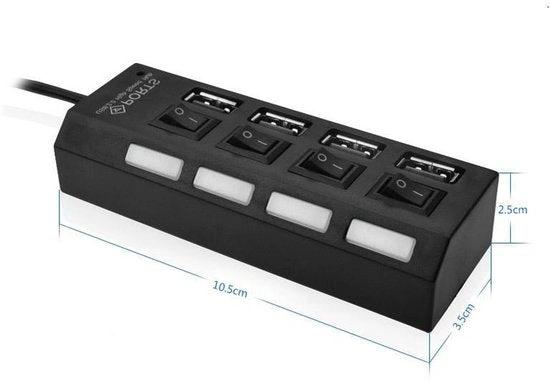 BORVAT USB Hub 4 Poorten 2.0 High Speed - Aan/Uit Knop - LED Verlichting by BORVAT