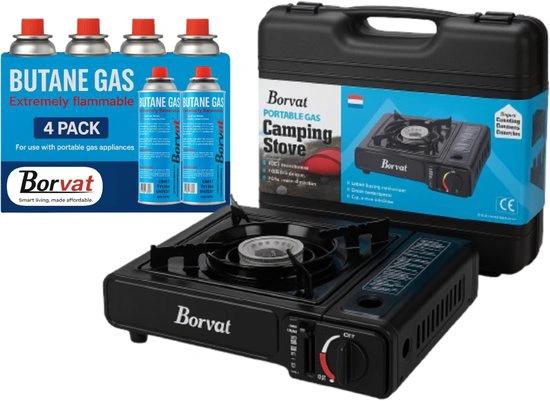 BORVAT Draagbare Gasfornuis Camping Kookstel - Inclusief 4 Gasflessen by BORVAT