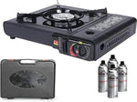 Draagbaar Gasfornuis Camping Kookstel - Incl. 4 Gasflessen & Transportbox by BORVAT