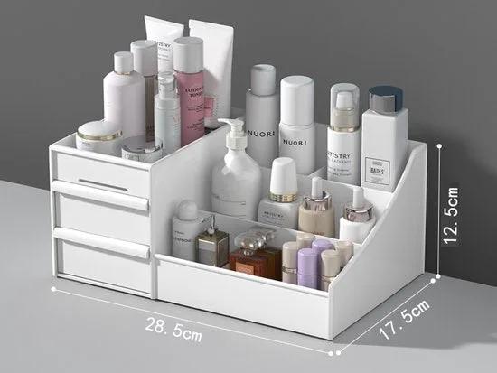 Merkloos Make-Up Organizer - Cosmetica - Opbergdoos - Wit - Nagellak - Creme - Sieraden - Pennenbakje - Bureau - Organizers - Make up -