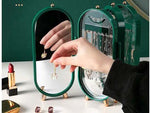Merkloos IBBOShop - Sieradenhouder - Oorbellenrekje - Sieradenrekje - Sieraden Organizer - Sieradendoos - Met spiegel - Sieraden Opbergen - Groen -