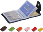 Merkloos Luxe lederen creditkaart/pasjeshouder. Licht blauw. -