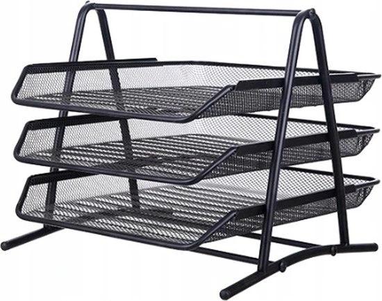 BORVAT Bureau Organizer - Brievenbak 3 Laags Sorteerrek - Uitschuifbare Laden - Metaal - Zwart by BORVAT