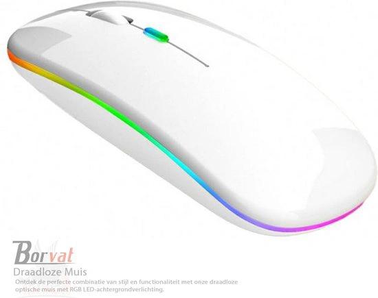 Borvat® Borvat® - Oplaadbare draadloze muis Computermuis Ergonomische USB-muis Stille muis met achtergrondverlichting RGB-muizen voor laptop-pc - Zwart -