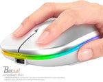 Borvat® Borvat® - Oplaadbare draadloze muis Computermuis Ergonomische USB-muis Stille muis met achtergrondverlichting RGB-muizen voor laptop-pc - Zwart -