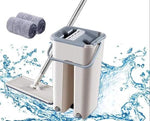 Merkloos IBBO Shop - Handy Mop - Dweilsysteem - Vloerwisser - Emmer met wringer - Vlakke dweil met een emmer met een tweekamerpers, dweil, emmer - Dweilsysteem - Vloerwisser -