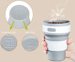 Borvat® Borvat® | Koffiebeker to go - Opvouwbare reisbeker - Duurzaam en BPA-vrij - 350 ml - Grijs - Thermoses Camping & Outdoor