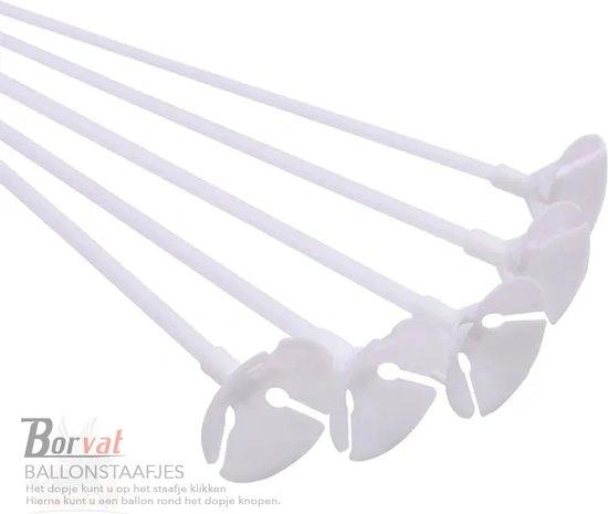 Ballonstaafjes Wit - 20 Stuks - 30cm - Feestdecoratie by BORVAT