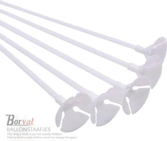 Borvat® Borvat® - Ballonstaafjes - Ballon staafjes - wit - 25 stuks -