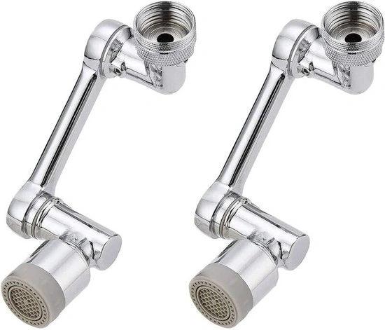 Merkloos Kraan Verlengstuk Waterbesparend - 2 stuks - 1080 Graden Draaibaar - Kraankop - Opzetstuk - Sproeikop - Universeel - Keuken - Badkamer - Douche - Zwenkbaar - Roterend - Afwassen - Flexibel - Kraan Opzetstuk - Verlenger - Opzet - Sproeier -