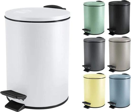 spirella SPIRELLA Adelar Pedaalemmer 3L Wit - Softclose Pedaalbak met Uitneembare Binnenemmer - Matstaal - Ø16,8x25cm - Moderne Badkamer Prullenbak -