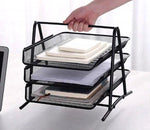 BORVAT Bureau Organizer - Brievenbak 3 Laags Sorteerrek - Uitschuifbare Laden - Metaal - Zwart by BORVAT
