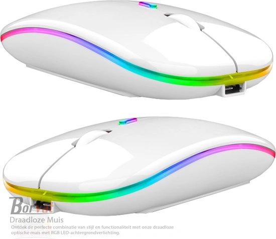 Borvat® Borvat® - Oplaadbare draadloze muis Computermuis Ergonomische USB-muis Stille muis met achtergrondverlichting RGB-muizen voor laptop-pc - Zwart -
