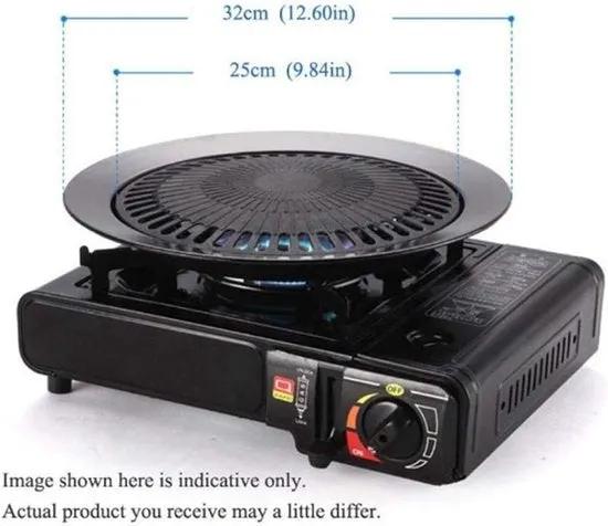 borvat IBBO® - Grillplaat - Bakplaat anti-aanbak - Camping Jack Grill bevestiging voor draagbaar gasfornuis - Diameter 31.5 cm - voor gasfornuis - Antiaanbaklaag - Zwart -