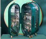 Merkloos IBBOShop - Sieradenhouder - Oorbellenrekje - Sieradenrekje - Sieraden Organizer - Sieradendoos - Met spiegel - Sieraden Opbergen - Groen -