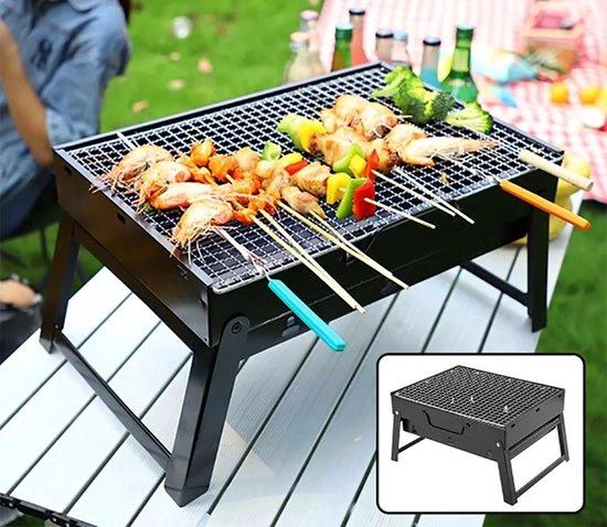 BORVAT Compacte Opvouwbare Houtskool BBQ - Draagbare Grill - Kamperen & Picknick - Roestvrij Staal - Zwart by BORVAT