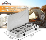 IBBO® - Gas kooktoestel 2 pits - Campingkooktoestel - Vrijstaande Gaskookplaat - incl.1.5 m Gasslang en drukregelaar 50 mbar - Wit by borvat