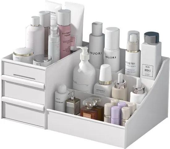Merkloos Make-Up Organizer - Cosmetica - Opbergdoos - Wit - Nagellak - Creme - Sieraden - Pennenbakje - Bureau - Organizers - Make up -