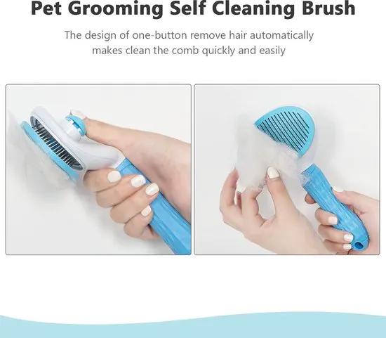 borvat IBBO® - Kattenborstel - Hondenborstel - Kattenkam - Kattenhaar - Hondenhaar - Huisdierhaar verwijderaar - Haarverwijderaar voor huisdieren - Langharig - Kortharig - Blauw -