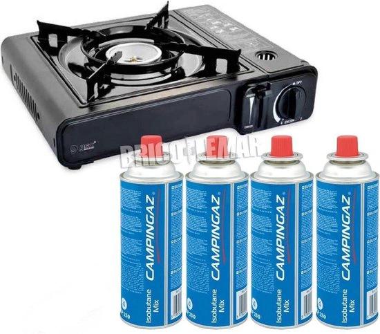 Draagbaar Gasfornuis Camping Kookstel - Incl. 4 Gasflessen & Transportbox by BORVAT